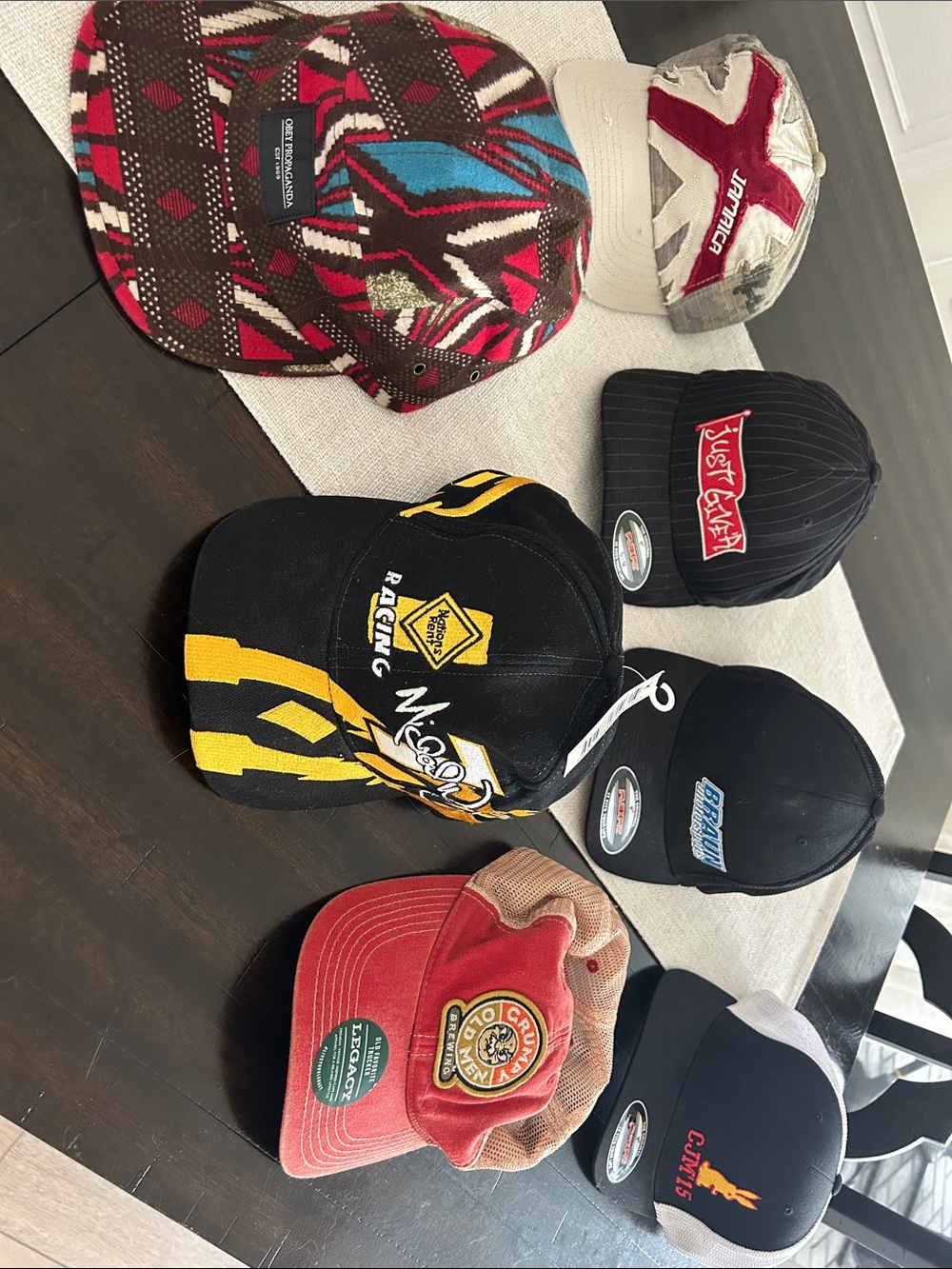 Lot of 7 new hats nascar, obey propaganda to many more with sticker or tag